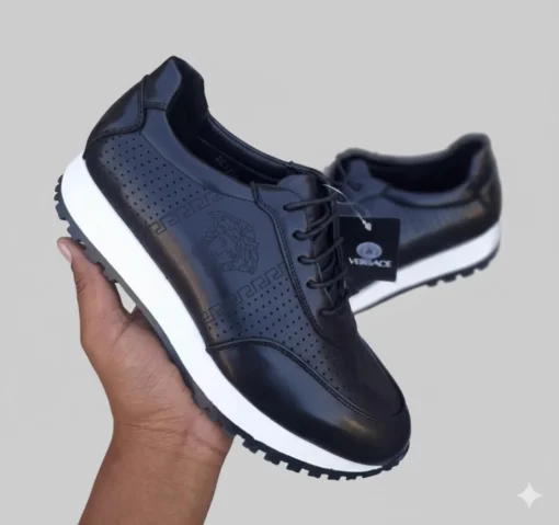 GV Embossed Medallion Urban Leather Sneakers GV Embossed Medallion Urban Leather Sneakers