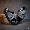 Men’s Cross-Strap Ultimate Comfort Slip-Ons Leather Sandals